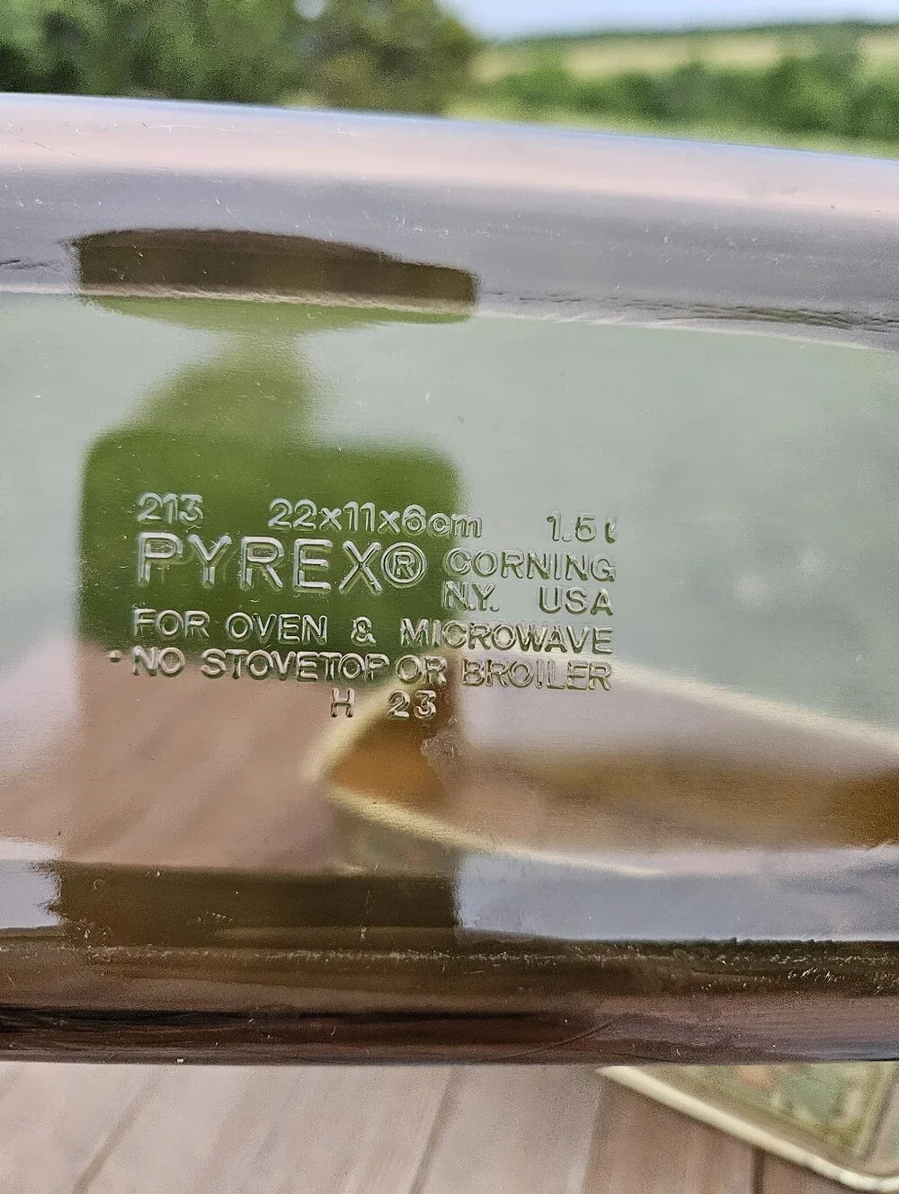 Pyrex Brown Glazed Loaf Pan with Fruit Motif
